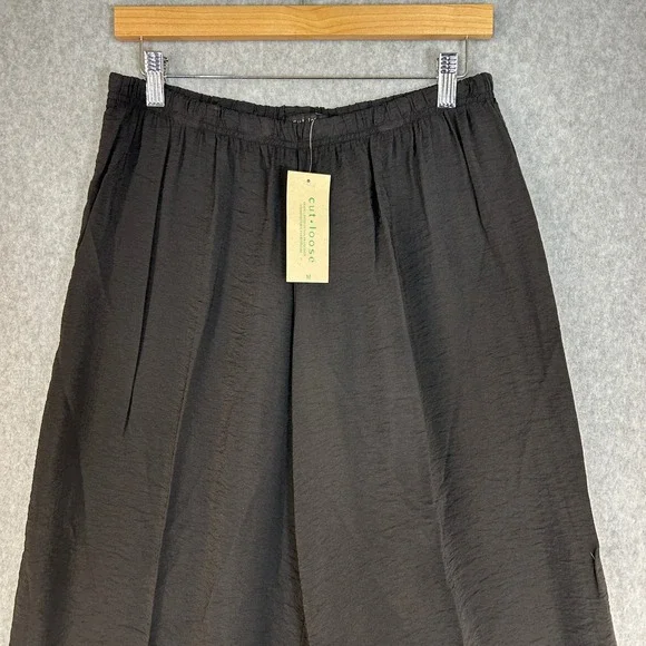 Cut Loose Black Textured Wide Barrel Leg Cropped Pants Womens Medium NWT - Picture 2 of 12